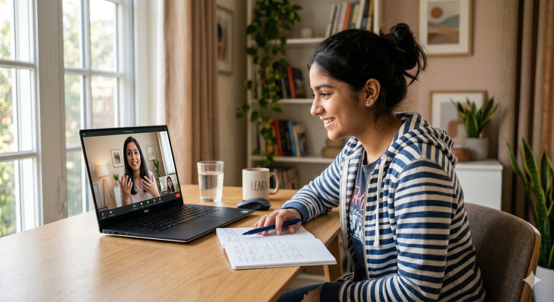 Student in online tutoring session in Seeb