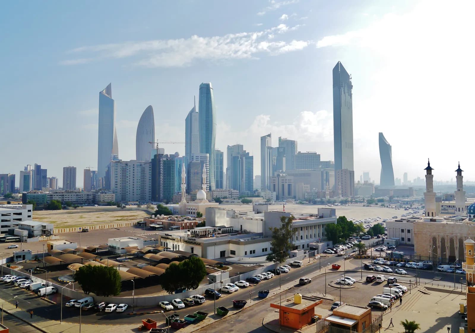 Kuwait City skyline and Kuwait Towers