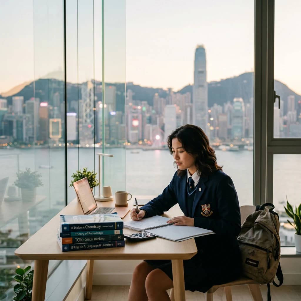 Confident Hong Kong student studying